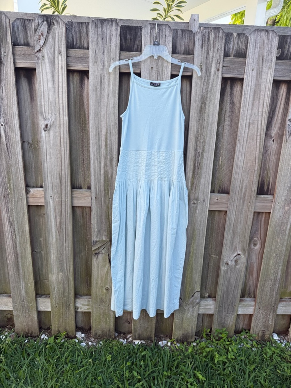 J. Crew Light Blue Sleeveless Maxi Dress with Smocked Waist
